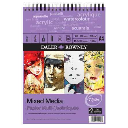 Daler-Rowney Optima Mixed Media Spiral Pad A4 by Daler-Rowney at Cult Pens