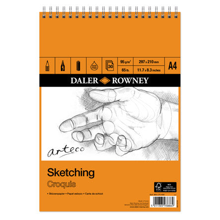 Daler-Rowney Arteco Sketching Spiral Pad A4 by Daler-Rowney at Cult Pens