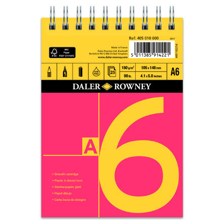 Daler-Rowney Red & Yellow Spiral Pad A6 by Daler-Rowney at Cult Pens