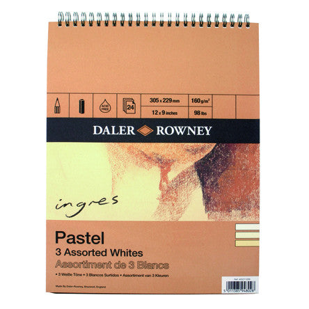 Daler-Rowney Ingres 3 Pastel Whites Spiral Pad 305x229 by Daler-Rowney at Cult Pens