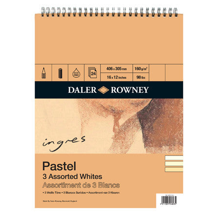 Daler-Rowney Ingres 3 Pastel Whites Spiral Pad 406x305 by Daler-Rowney at Cult Pens