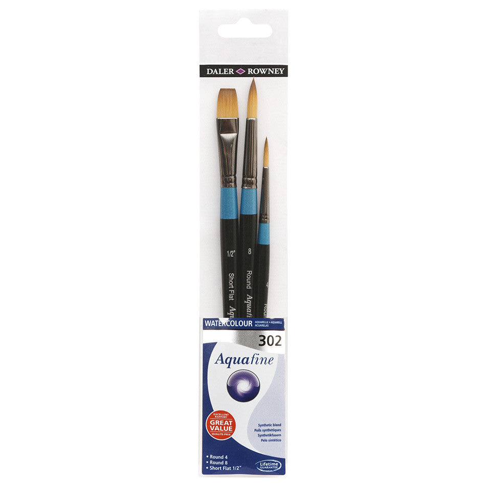 Daler-Rowney Aquafine Watercolour Brush 302 Wallet of 3 by Daler-Rowney at Cult Pens