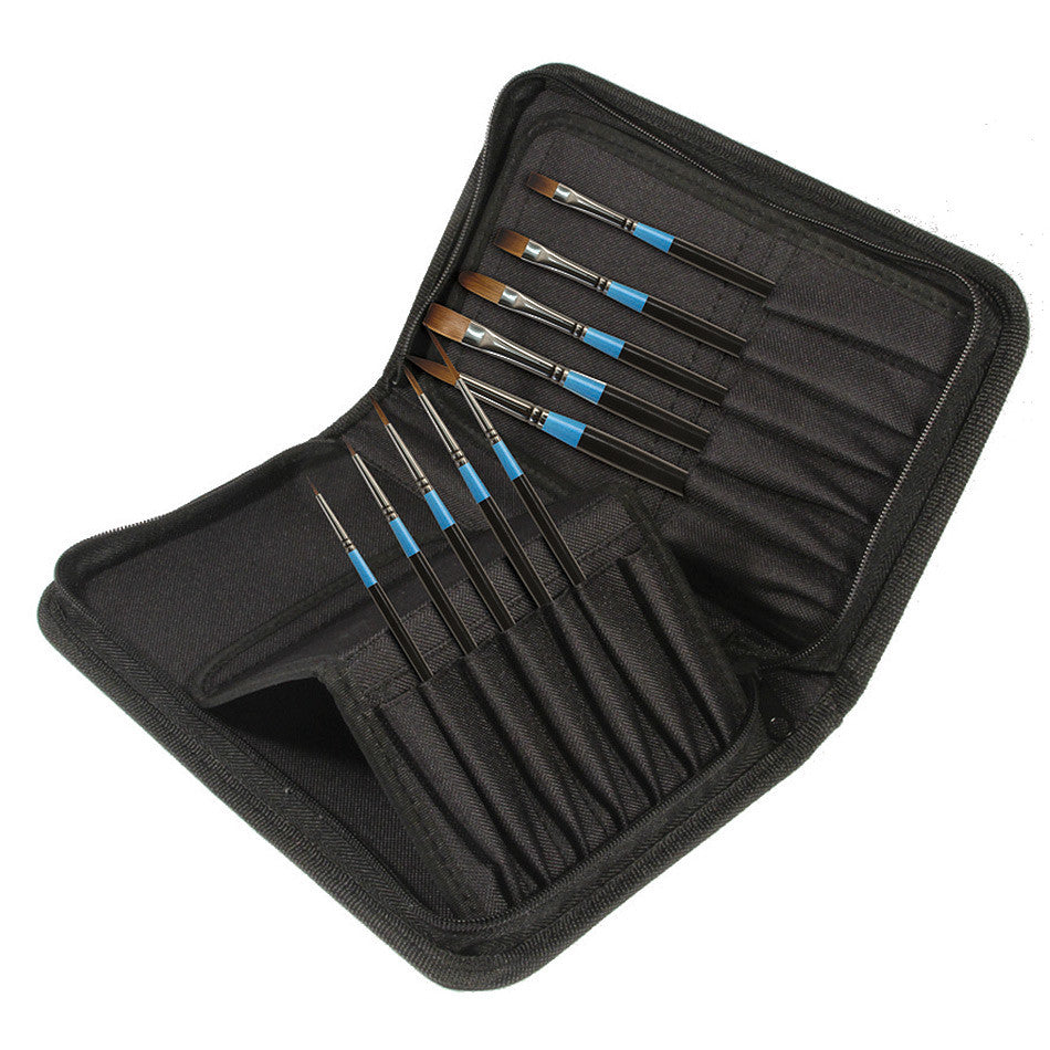 Daler-Rowney Aquafine Watercolour Brush Fine Art Zip Case of 10 by Daler-Rowney at Cult Pens
