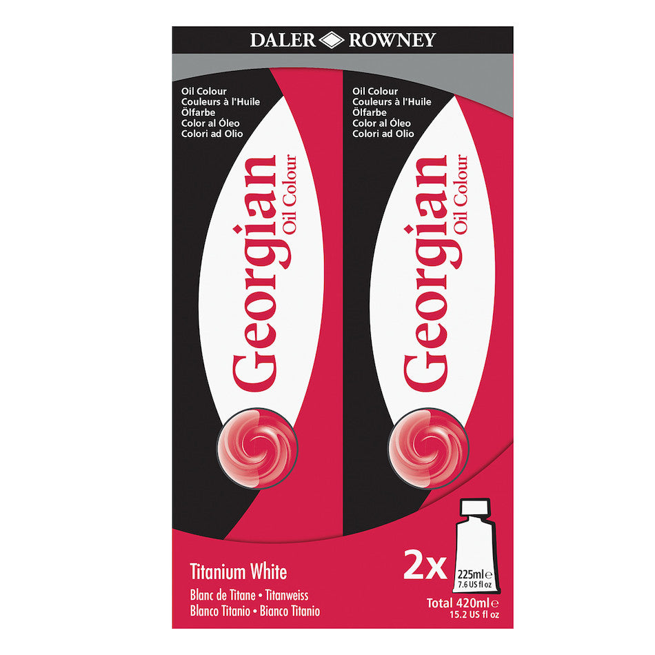 Daler-Rowney Georgian Oil Paint Titanium White 225ml Twin Set by Daler-Rowney at Cult Pens