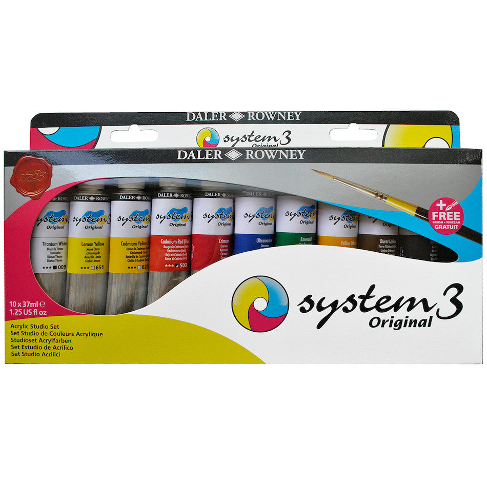 Daler-Rowney System3 Acrylic Paint 37ml Studio Set of 10 by Daler-Rowney at Cult Pens