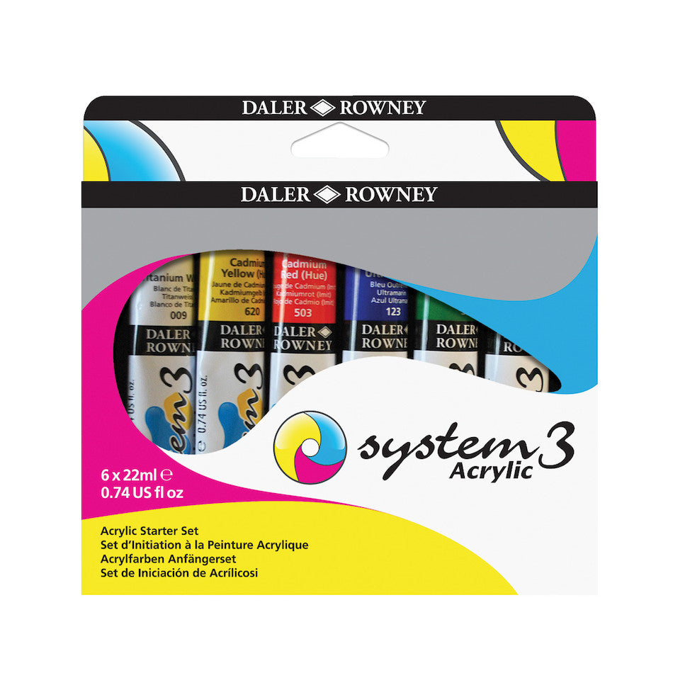 Daler-Rowney System3 Acrylic Paint 22ml Starter Set of 6 by Daler-Rowney at Cult Pens