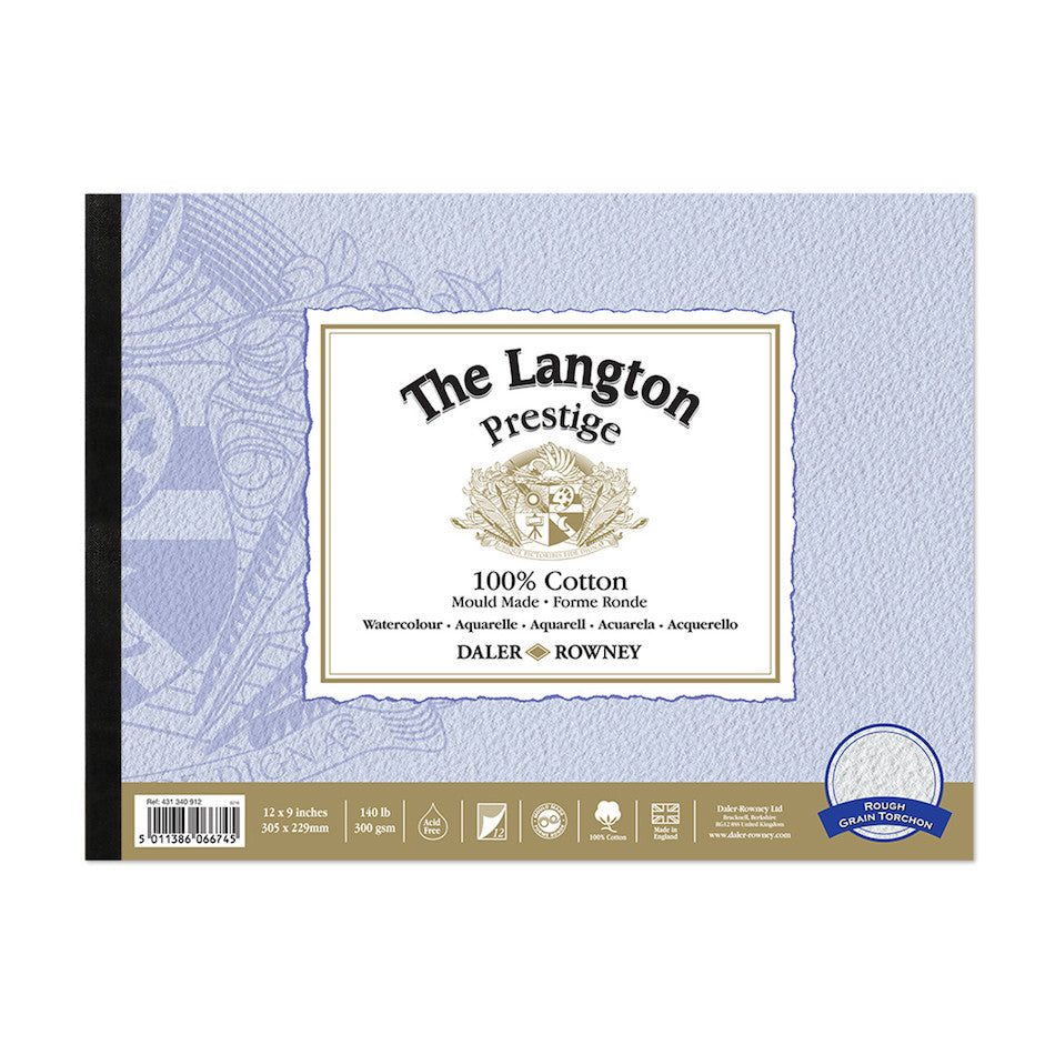 Daler-Rowney Langton Carnet Aquarelle 300 G/m² 30,5 X 22,9 Cm - Pressé à Chaud, Papier De Qualité Archive