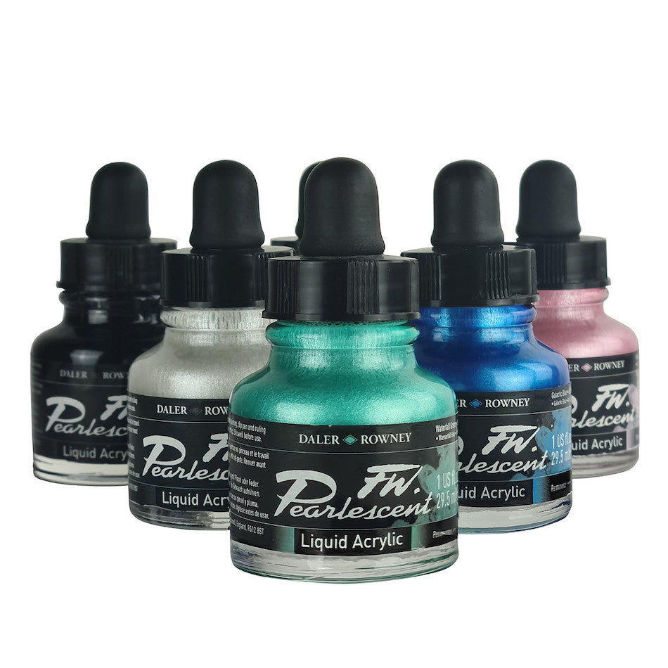 Daler-Rowney FW Artists Acrylic Ink 29.5ml Set of 6 Pearlescentink by Daler-Rowney at Cult Pens