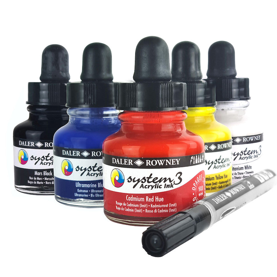 Daler-Rowney System3 Acrylic Ink 29.5ml Introduction Set of 6 by Daler-Rowney at Cult Pens