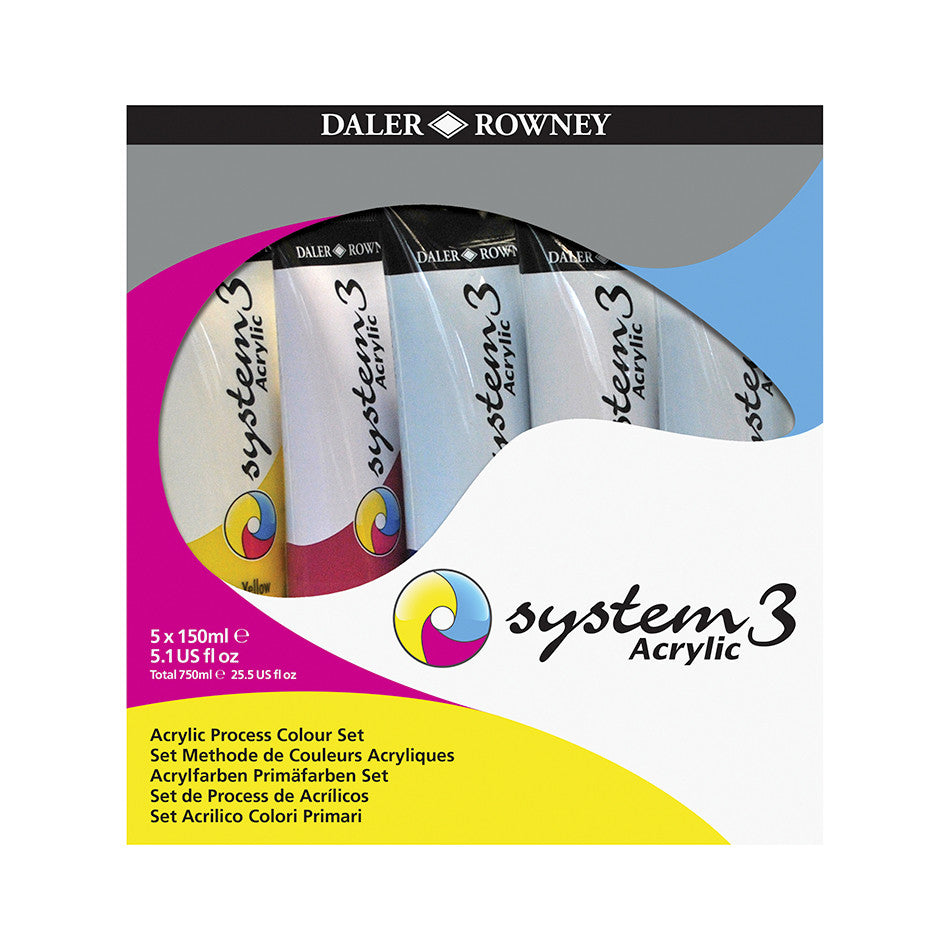 Daler-Rowney System3 Acrylic Paint 150ml Process Set of 5 by Daler-Rowney at Cult Pens