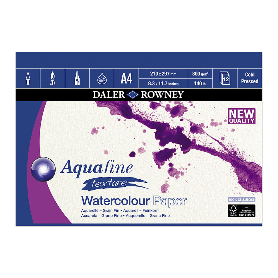 Aquafine Watercolour Texture Pad A4 12 Sheets