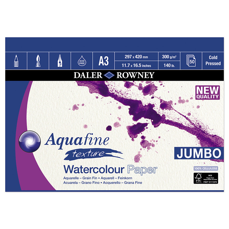 Daler-Rowney Aquafine Watercolour Texture Pad A3 50 Sheets by Daler-Rowney at Cult Pens