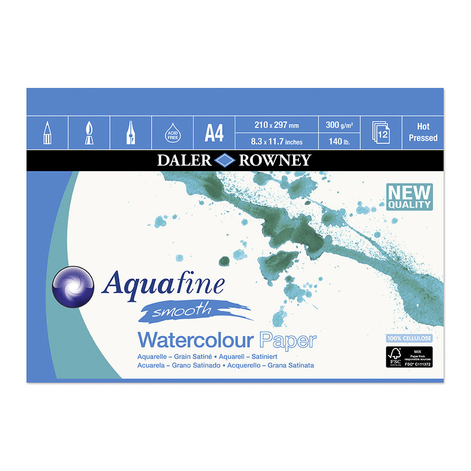 Daler-Rowney Aquafine Watercolour Smooth Pad A4 by Daler-Rowney at Cult Pens