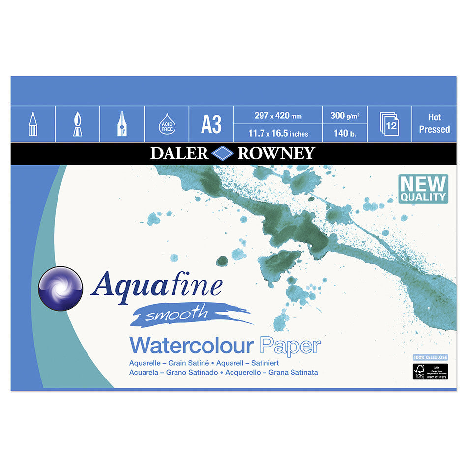 Daler-Rowney Aquafine Watercolour Smooth Pad A3 by Daler-Rowney at Cult Pens