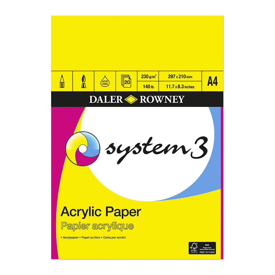 Daler-Rowney System3 Acrylic Pad A4 by Daler-Rowney at Cult Pens