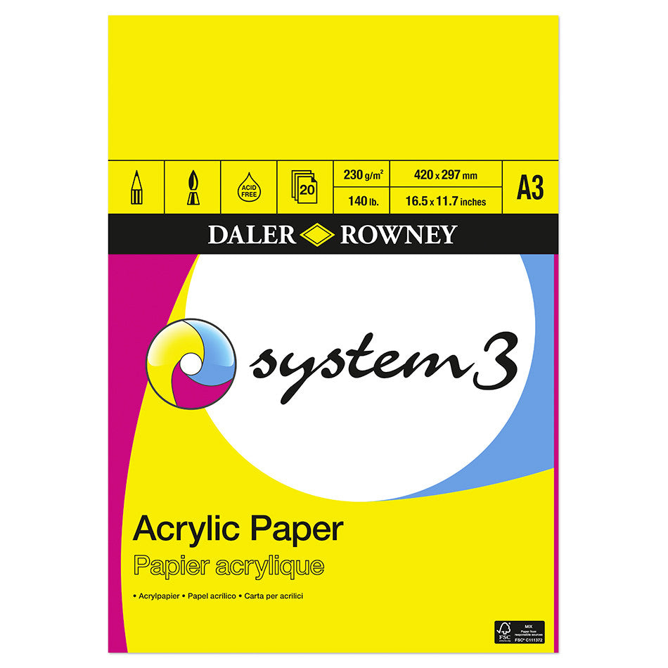 Daler-Rowney System3 Acrylic Pad A3 by Daler-Rowney at Cult Pens