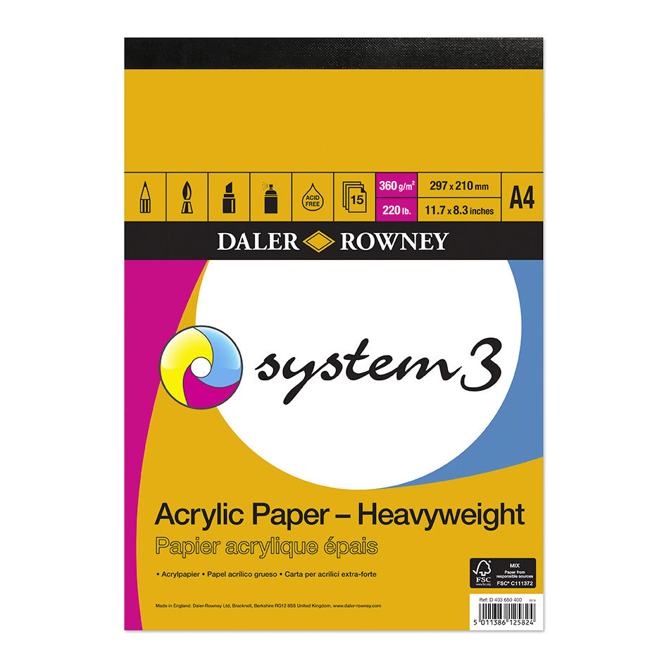 Daler-Rowney System3 Heavyweight Acrylic Pad A4 by Daler-Rowney at Cult Pens
