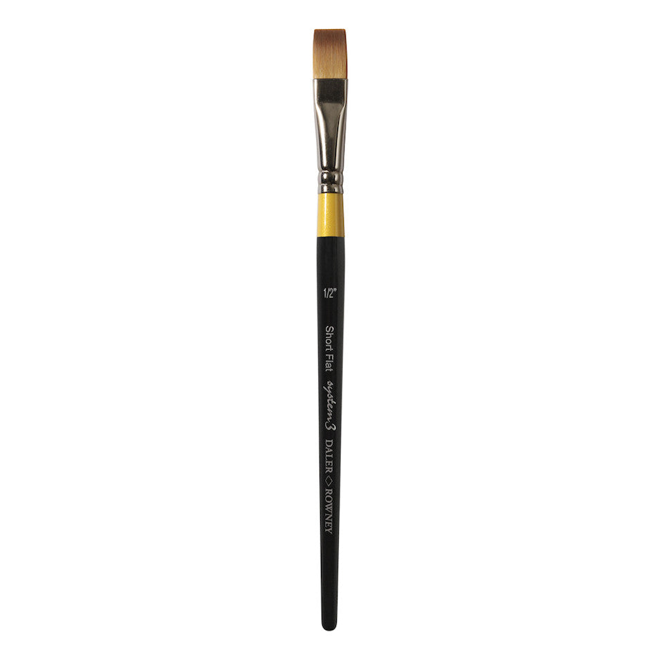 Daler-Rowney System3 Acrylic Brush Short Handle Flat SY55-1/2IN by Daler-Rowney at Cult Pens