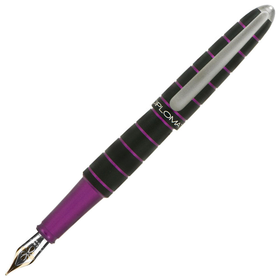 Diplomat Elox Fountain Pen Ring Black/Purple 14kt Gold Nib by Diplomat at Cult Pens