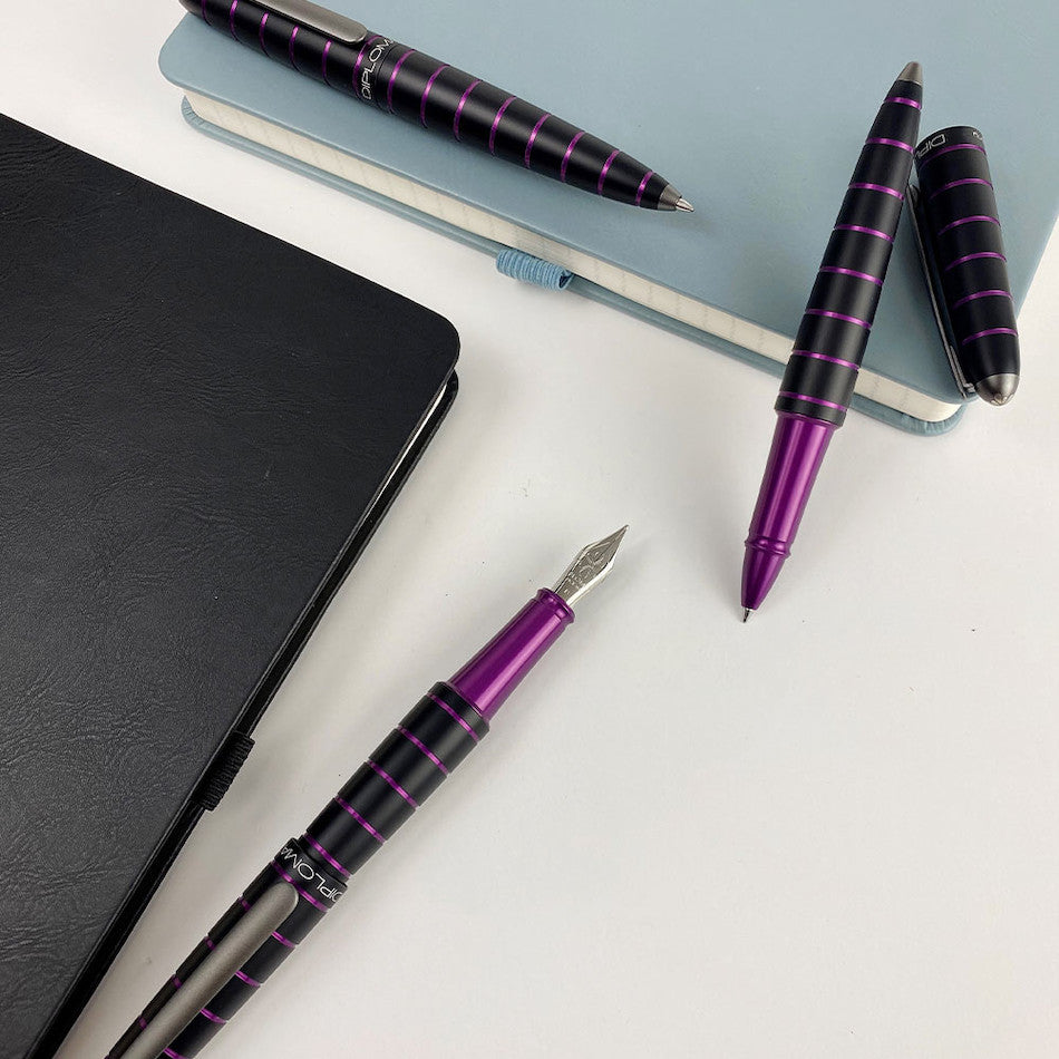 Diplomat Elox Fountain Pen Ring Black/Purple by Diplomat at Cult Pens