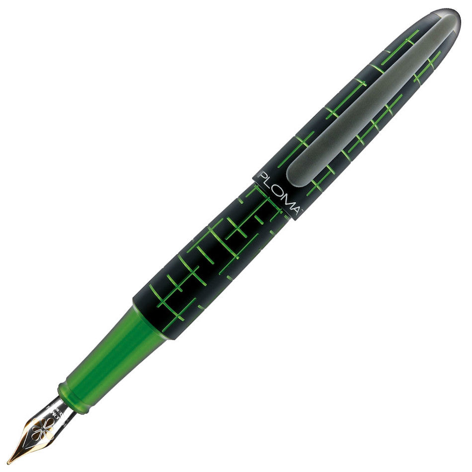 Diplomat Elox Matrix Fountain Pen Black and Green 14K Nib by Diplomat at Cult Pens