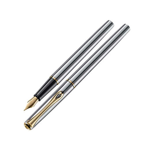 Diplomat Traveller Fountain Pen Stainless-Steel Gold Trim by Diplomat at Cult Pens