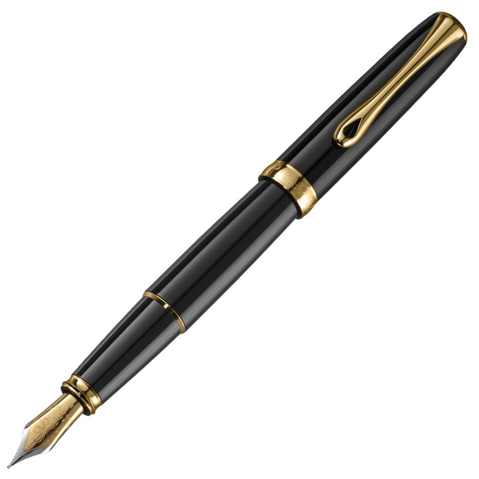 Diplomat Excellence A2 Black Lacquer Fountain Pen with Gold Trim by Diplomat at Cult Pens