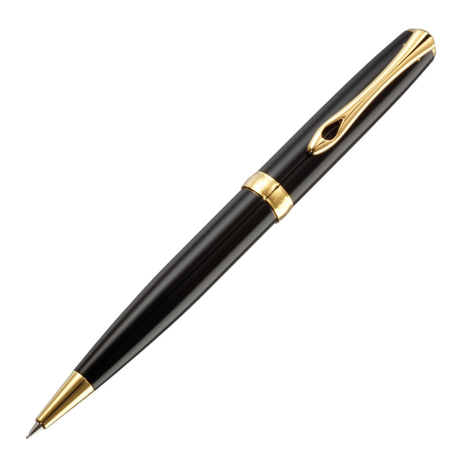 Diplomat Excellence A2 Black Lacquer Pencil with Gold Trim by Diplomat at Cult Pens