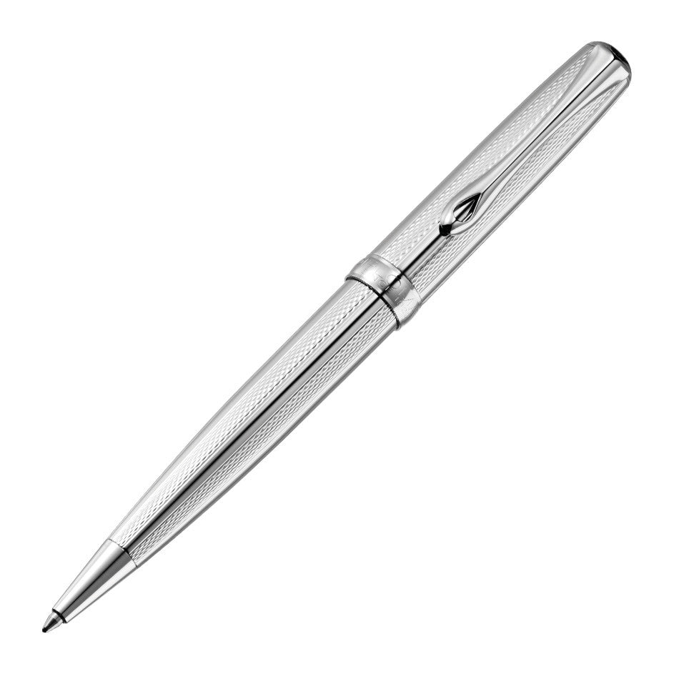 Diplomat Excellence A2 Guilloche Stripes Chrome Ballpoint Pen by Diplomat at Cult Pens