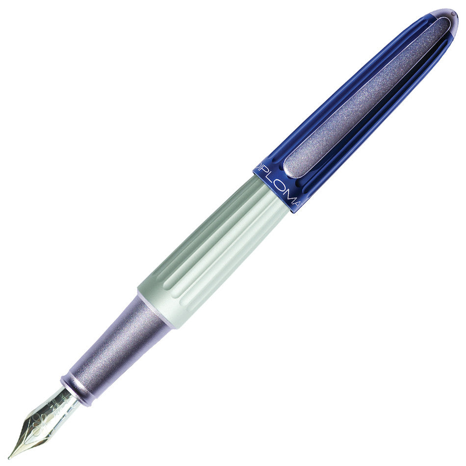 Diplomat Aero Fountain Pen Blue Silver 14ct Gold Nib Medium by Diplomat at Cult Pens