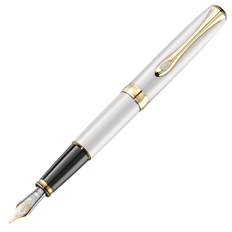 Diplomat Excellence A2 Fountain Pen Pearl White Gold 14ct Gold Nib by Diplomat at Cult Pens