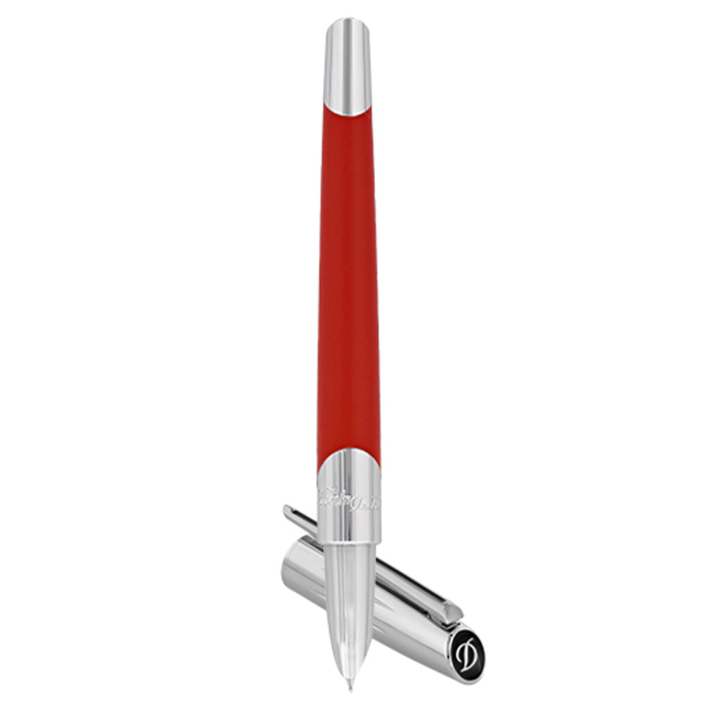 S.T. Dupont Defi Millennium Fountain Pen Silver/Matte Red by S.T. Dupont at Cult Pens