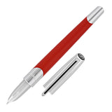 S.T. Dupont Defi Millennium Fountain Pen Silver/Matte Red by S.T. Dupont at Cult Pens