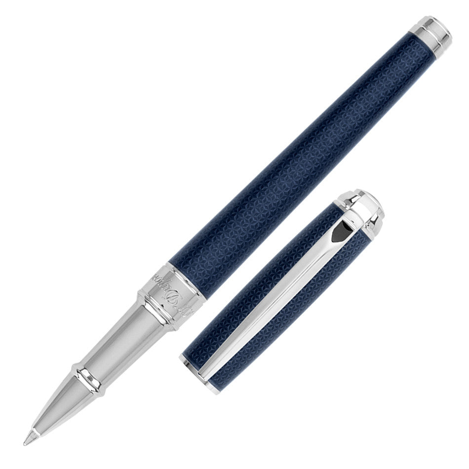 S.T. Dupont Line D Medium Rollerball Pen Guilloche Blue by S.T. Dupont at Cult Pens