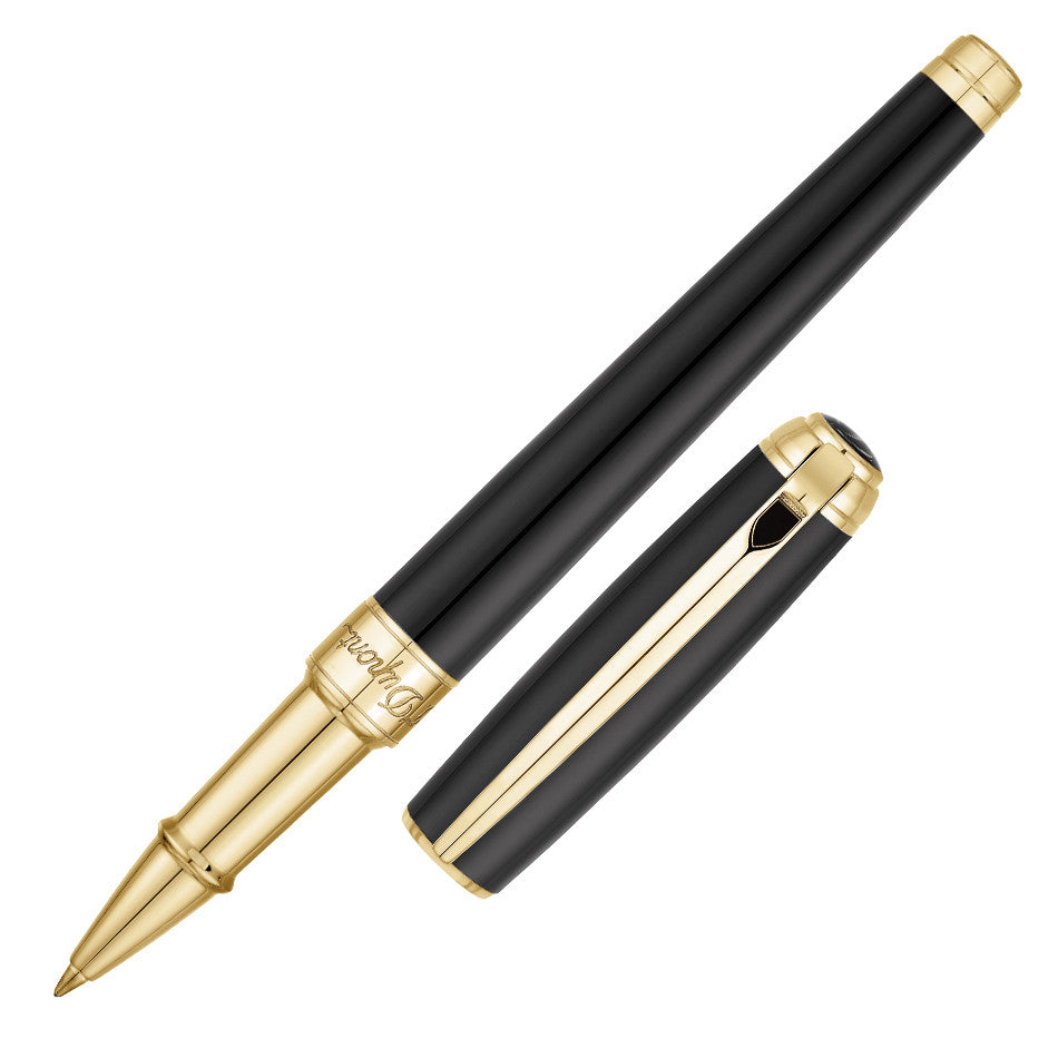 S.T. Dupont Line D Medium Rollerball Pen Black With Gold Trim by S.T. Dupont at Cult Pens