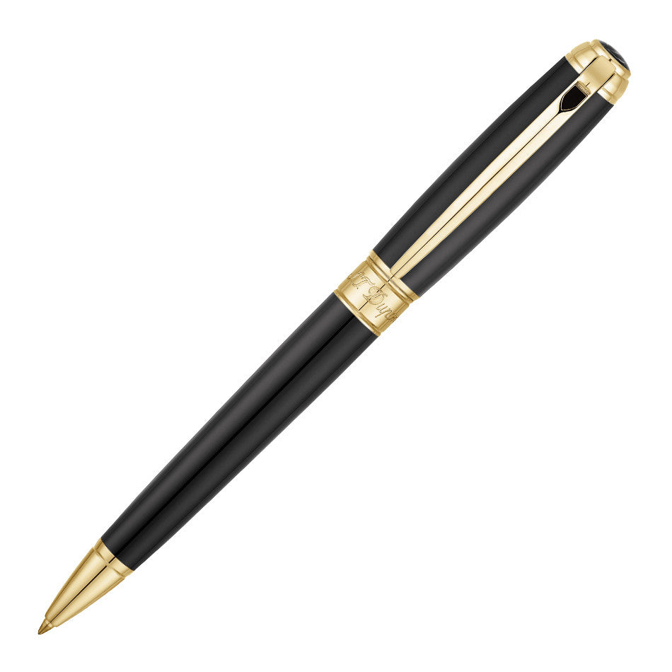 S.T. Dupont Line D Medium Ballpoint Pen Black With Gold Trim by S.T. Dupont at Cult Pens