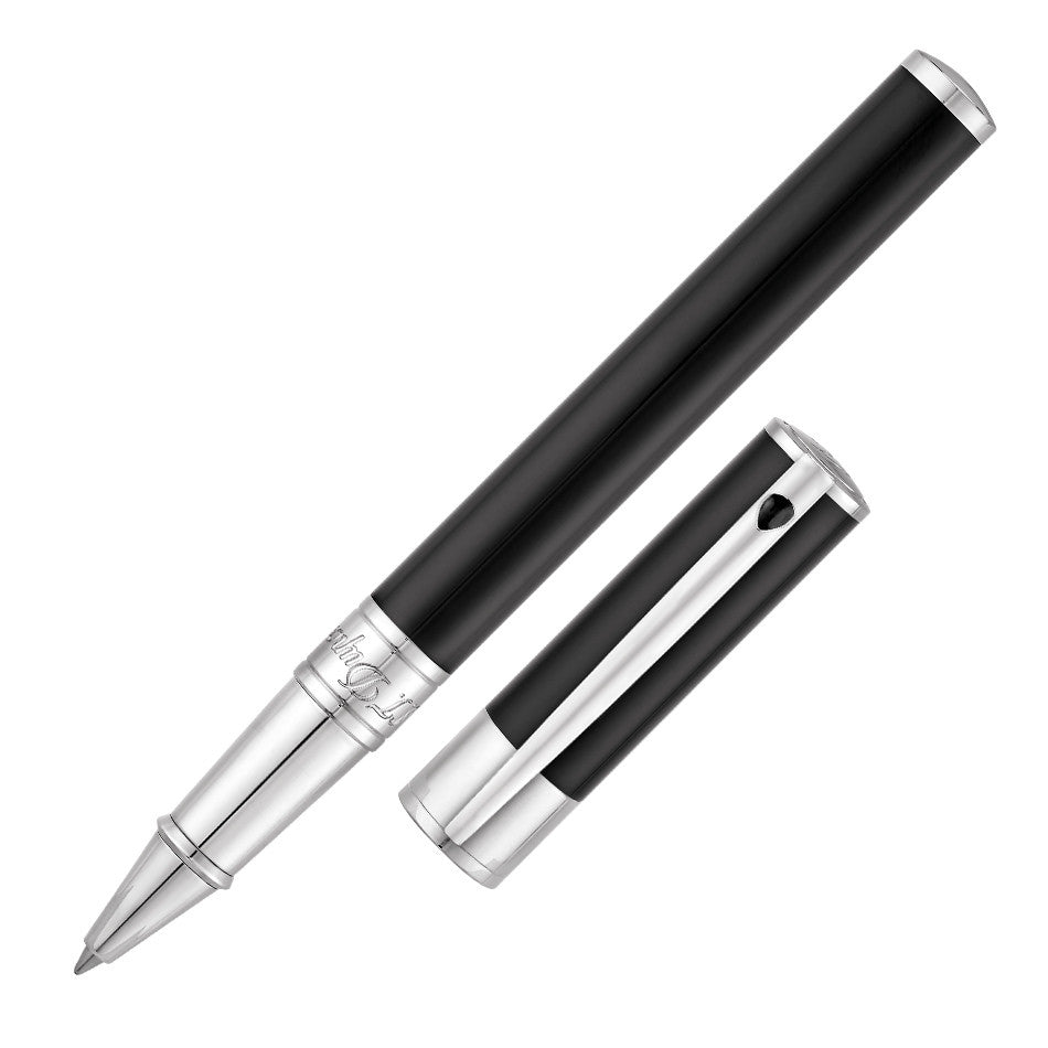 S.T. Dupont D-Initial Rollerball Pen Black With Chrome Trim by S.T. Dupont at Cult Pens