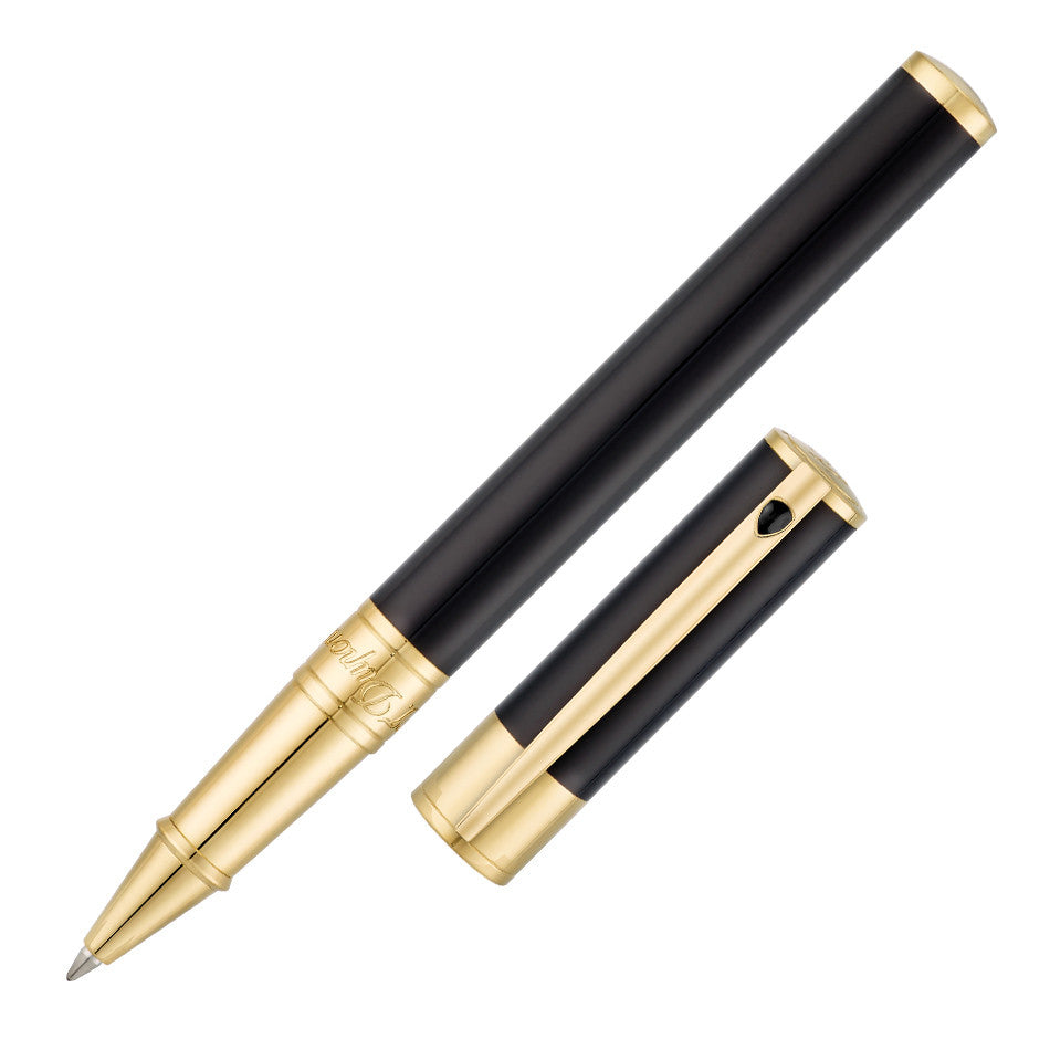 S.T. Dupont D-Initial Rollerball Pen Black With Gold Trim by S.T. Dupont at Cult Pens