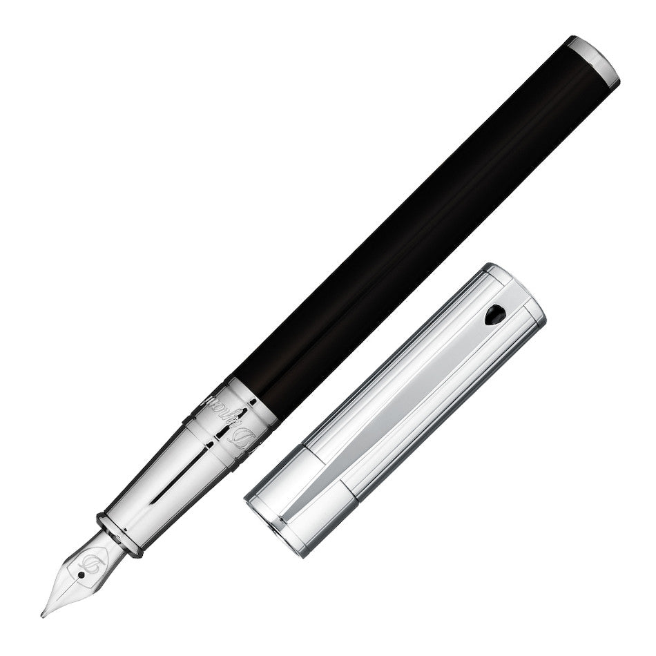 S.T. Dupont D-Initial Fountain Pen Duotone Black-Chrome by S.T. Dupont at Cult Pens