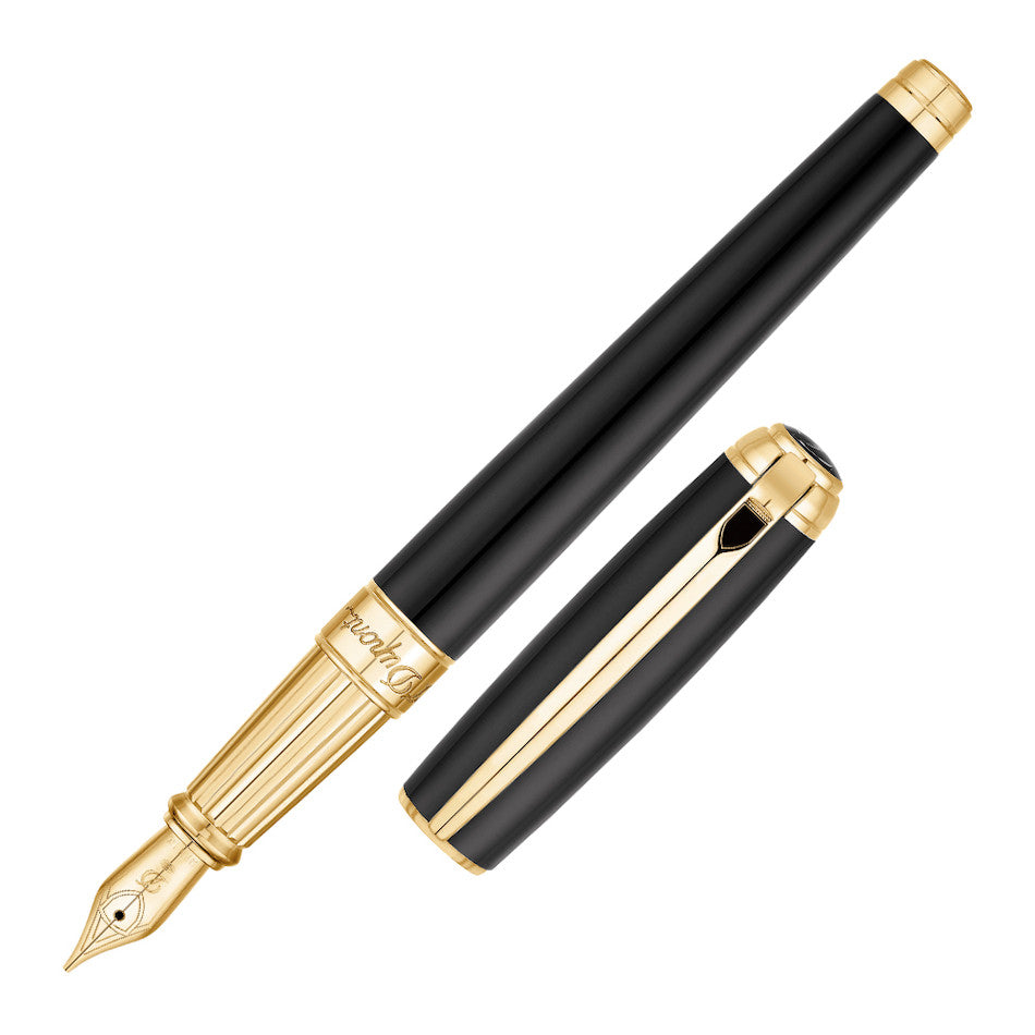 S.T. Dupont Line D Large Fountain Pen Black/Gold by S.T. Dupont at Cult Pens