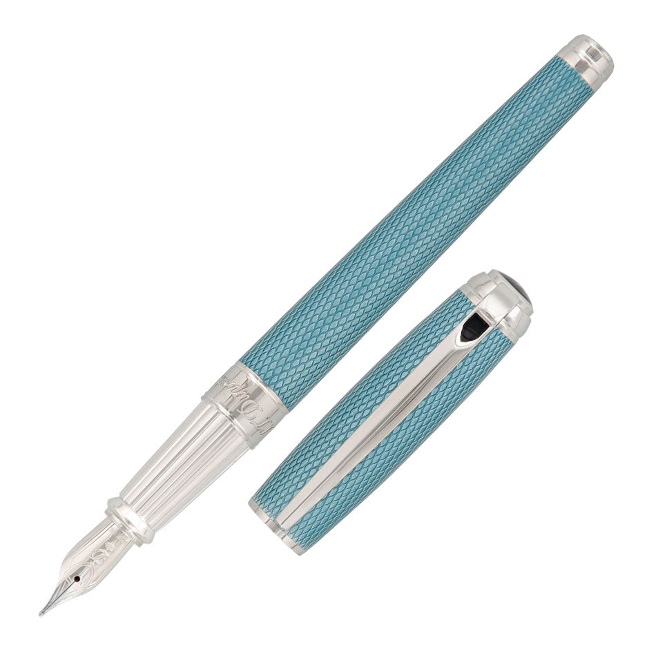 S.T. Dupont Line D Large Fountain Pen Diamond Guilloche Aquamarine by S.T. Dupont at Cult Pens