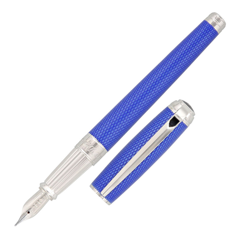 S.T. Dupont Line D Large Fountain Pen Diamond Guilloche Sapphire by S.T. Dupont at Cult Pens