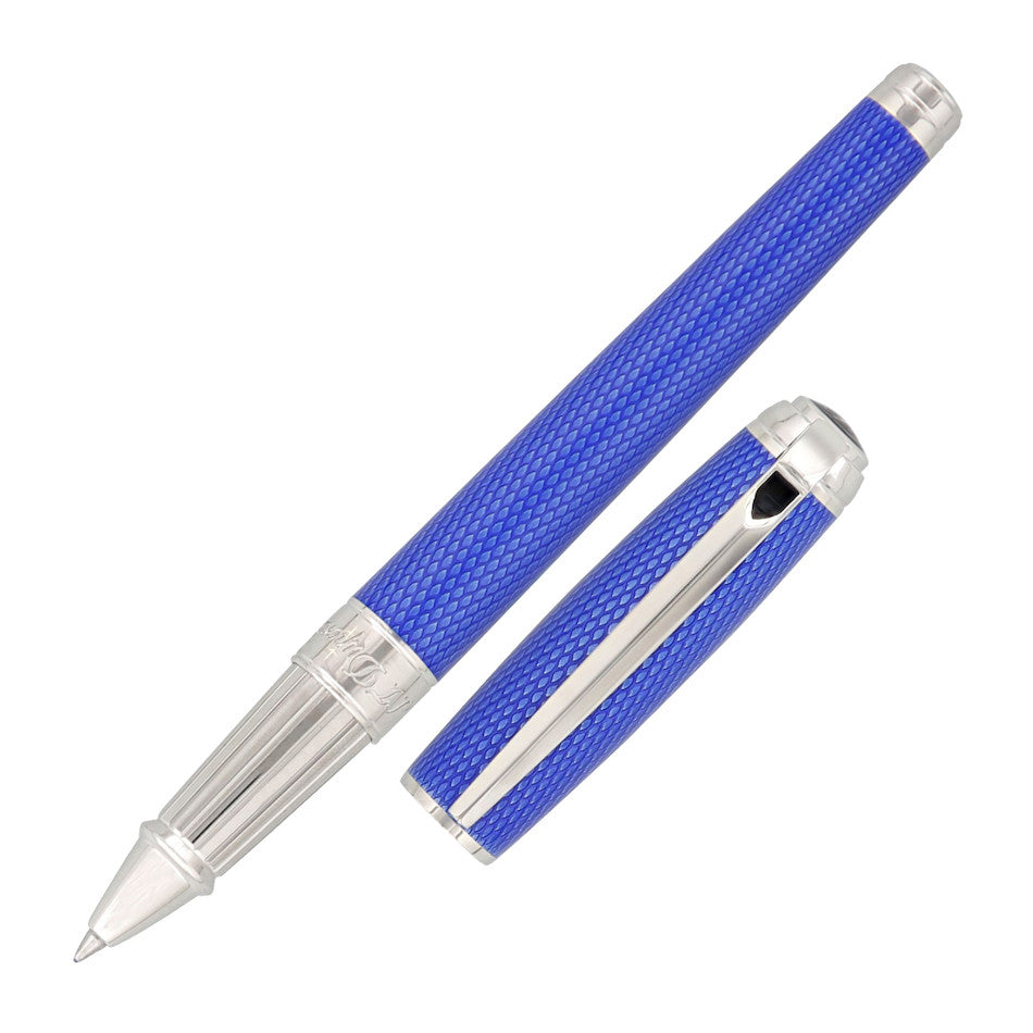 S.T. Dupont Line D Large Rollerball Pen Diamond Guilloche Sapphire by S.T. Dupont at Cult Pens