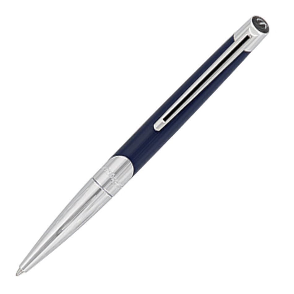 S.T. Dupont Defi Millennium Ballpoint Pen Silver/Shiny Navy by S.T. Dupont at Cult Pens