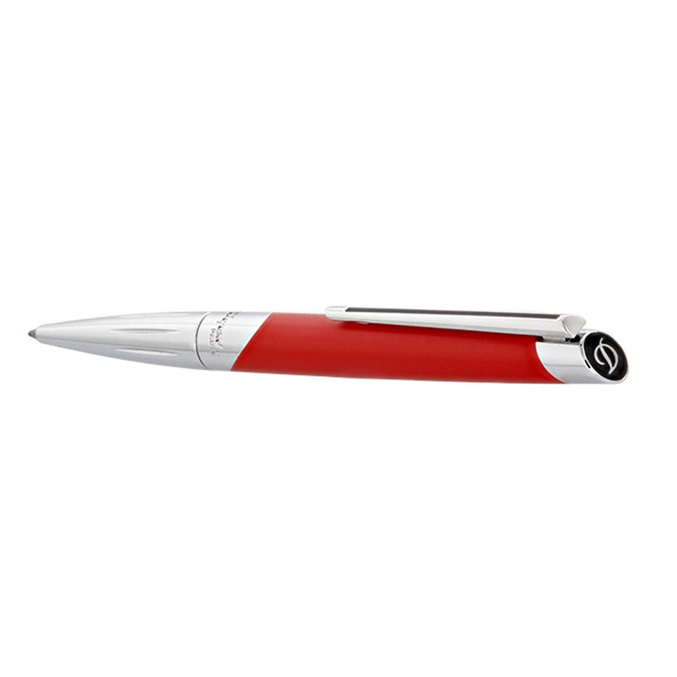 S.T. Dupont Defi Millennium Ballpoint Pen Silver/Matte Red by S.T. Dupont at Cult Pens