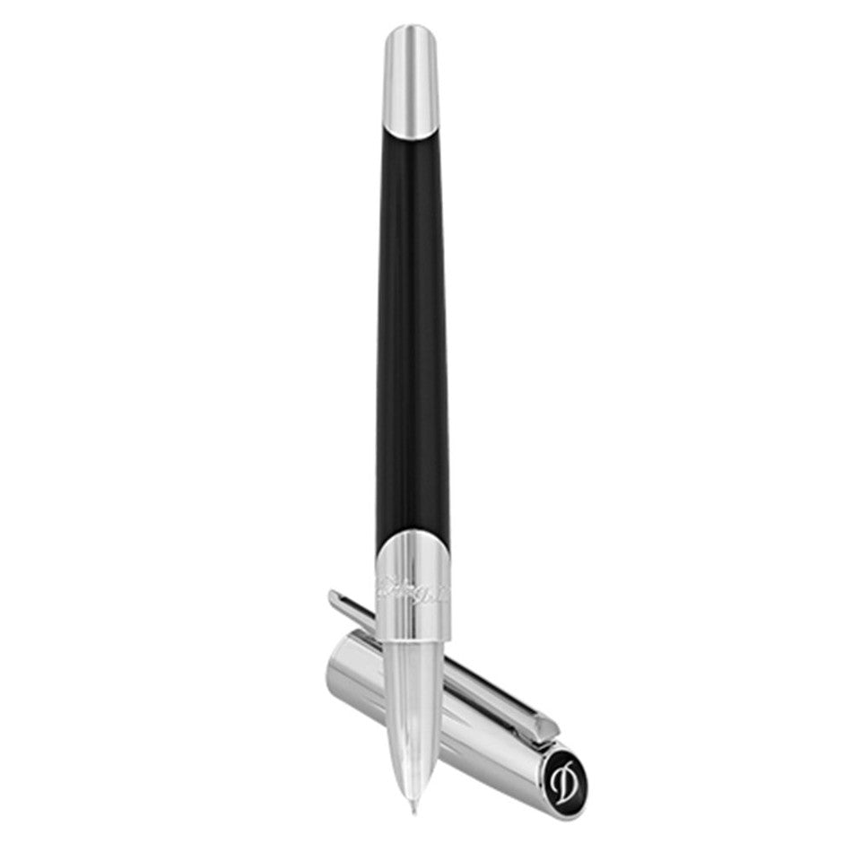 S.T. Dupont Defi Millennium Fountain Pen Shiny Lacquer Silver/Black by S.T. Dupont at Cult Pens