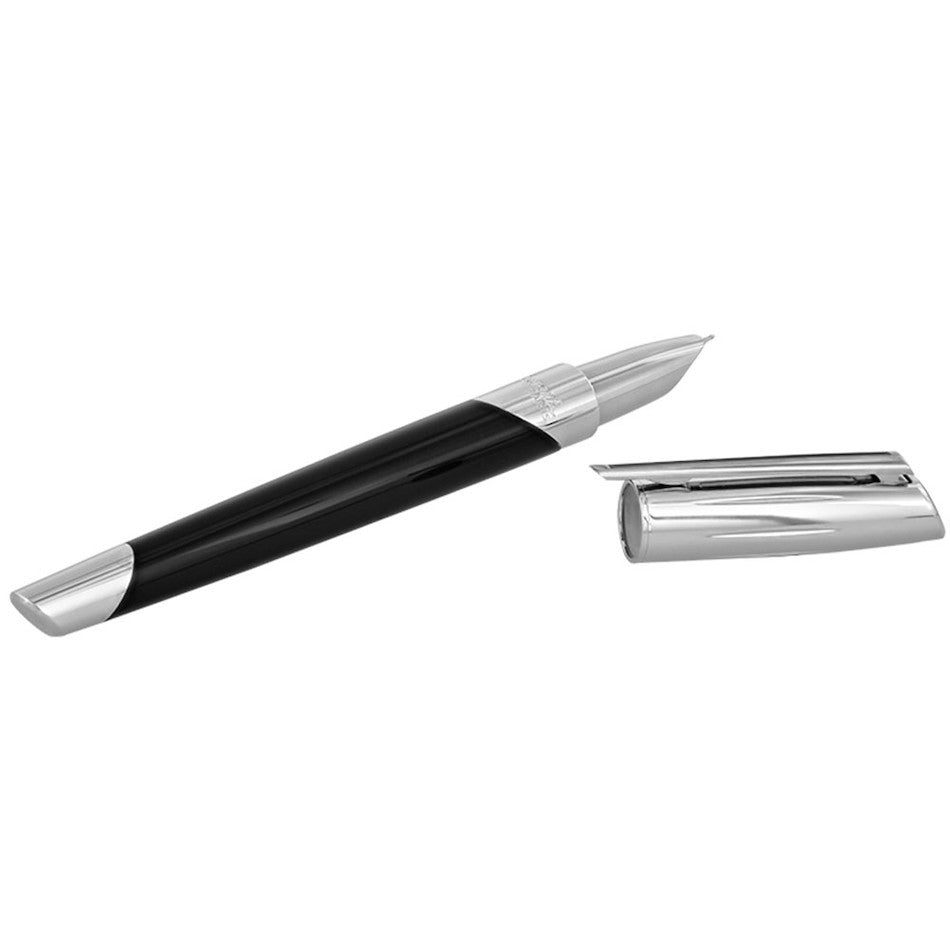S.T. Dupont Defi Millennium Fountain Pen Shiny Lacquer Silver/Black by S.T. Dupont at Cult Pens