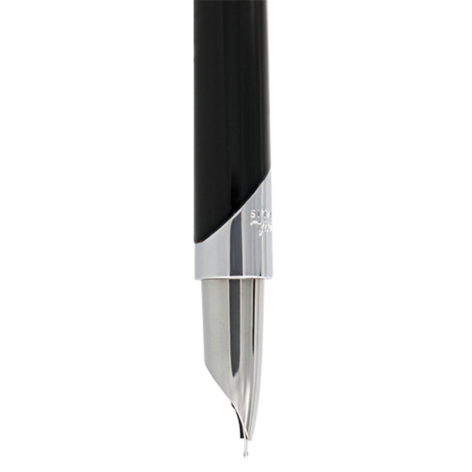 S.T. Dupont Defi Millennium Fountain Pen Shiny Lacquer Silver/Black by S.T. Dupont at Cult Pens