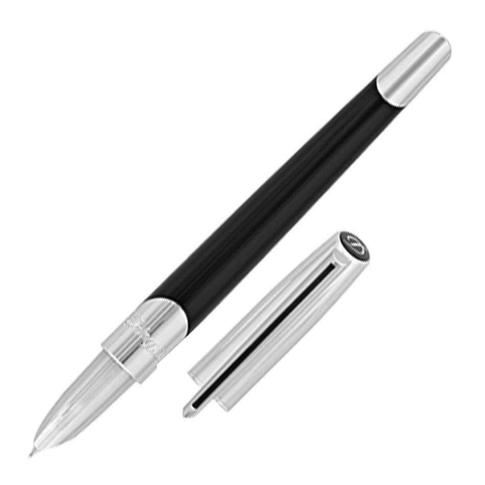 S.T. Dupont Defi Millennium Fountain Pen Shiny Lacquer Silver/Black by S.T. Dupont at Cult Pens
