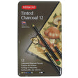 Derwent Tinted Charcoal 12 Piece Tin by Derwent at Cult Pens